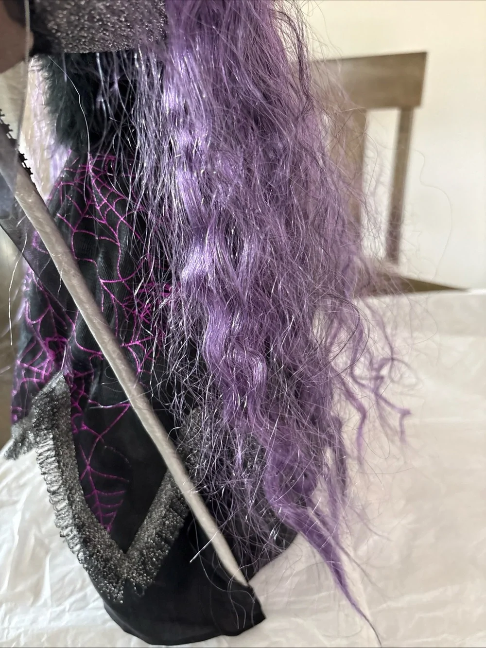 Halloween Fabric Witch Doll Purple Self Stands Cloth Doll Tabletop Decor 23